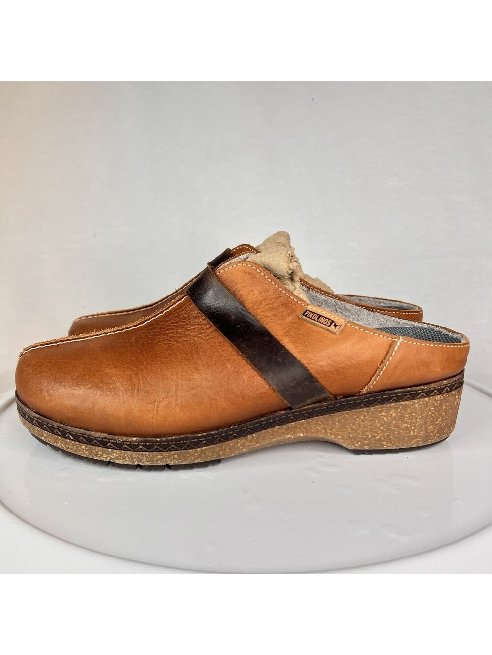 Pikolinos Women’s Granada Leather Clogs Brandy Comfort Walking Brown Size 8